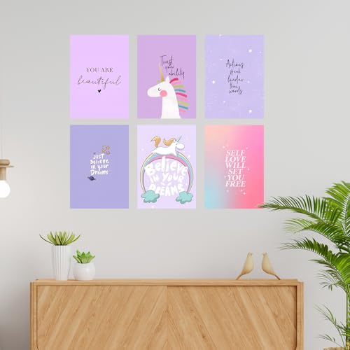 Image of CodersParadise Pack of 6 - Pastel Art Wall Posters 8x12 inch (A4 Size) Included Glue dots Wall Decor Posters Wall Art For Bedroom, Living room, Office