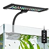 Aquarium Fish Tank LED Light - 18W Clip on Plants Lamp Light for 10 20 30 Gallon Fish Tank with Timer DIY Mode, 9 Colors Adjustable Brightness, 24/7 Full Spectrum
