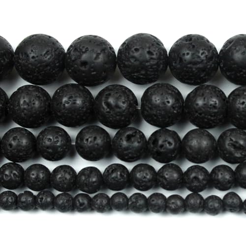 Cynbpm Natural Gemstone Round Spacer Loose Beads Lava Stone Volcanic Rock for Jewelry Making Bracelet Necklace15 1 Strand 6mm