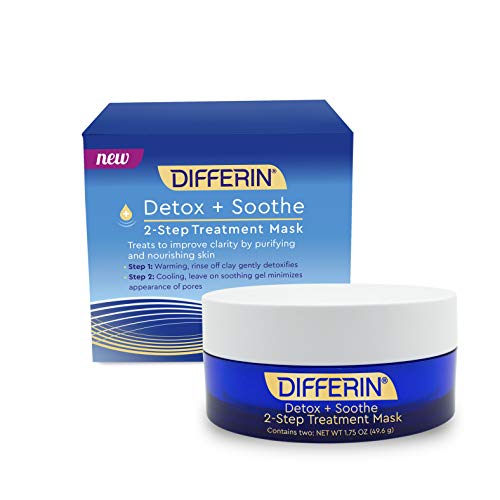 Differin Detox + Soothe 2Step Face Mask, Suitable for Sensitive Skin, 1.75 Oz