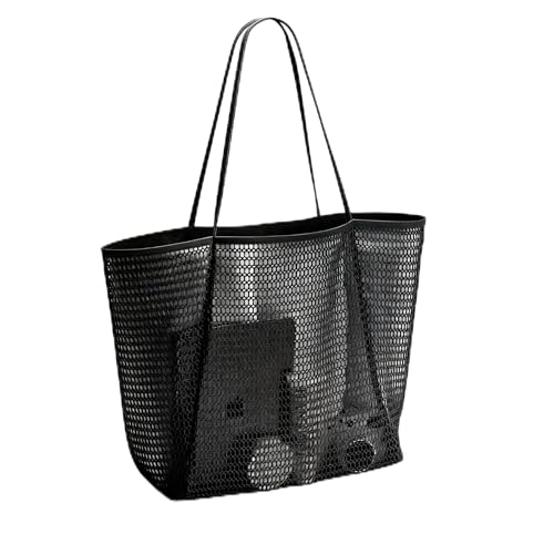 Image of Breathable Mesh Beach Tote Bag for Women - Lightweight Hobo Shoulder Bag for Travel, Pool & Vacation