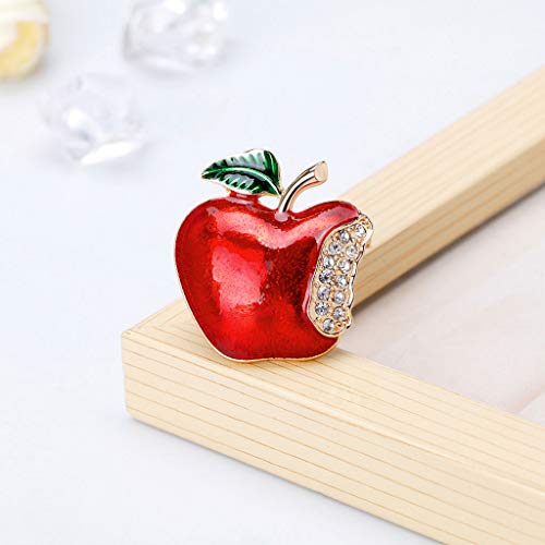 Image of New Year Christmas Apple Brooch Corsage Gift Rhinestone Banquet Scarf Pins Badge