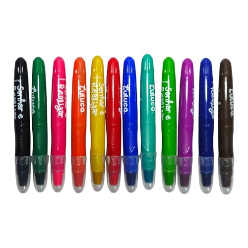 Giz Cera Retrátil Luluca 12 Cores Jumbo