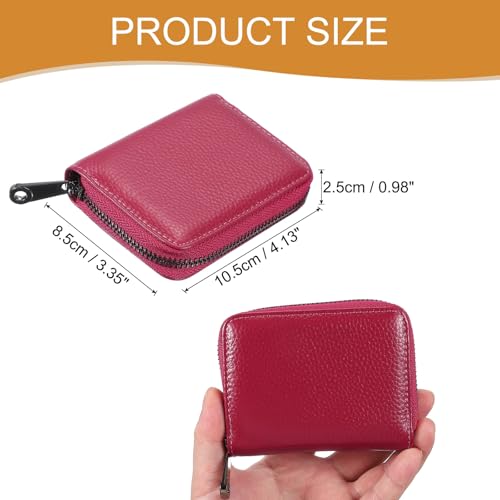 uxcell Leather Credit Card Holder, 14 Slots Small Accordion Zipper Wallet for Women and Men RFID Blocking Secure Organizer with Zipper, MultiFunctional Wallet for ID & Cards (Rose)2