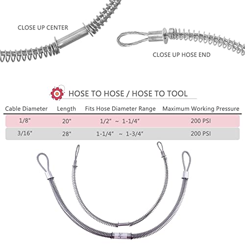 Javika 200 Psi 1/8Inch X 20-1/4Inch Hose Restraints, Safety Whip Check Cable, Hose To Hose, For To Restraint, Fitting Connection, Check, Hydraulic, Pressure (10 Pack) #TOP2