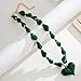 YUJIE Christmas Dark Green Acrylic Heart Pendant Necklace,Statement Chunky Irregular Bead Chain Jewelry for Women,Xmas Festive Fashion Accessory