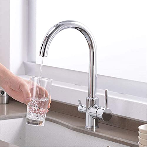 Grifo mezclador frío y caliente de 3 vías con grúa filtrada para fregadero de cocina moderno 2