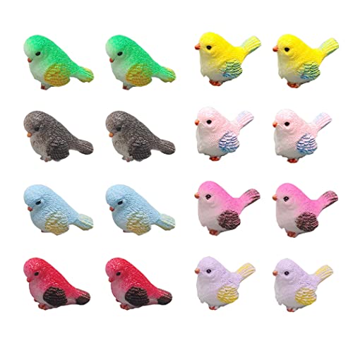 Borsgye Lot de 16 breloques en résine colorée en forme d'oiseau 3D en silicone - Décoration en silicone époxy - Pour loisirs créatifs, peinture, fabrication de bijoux Cover