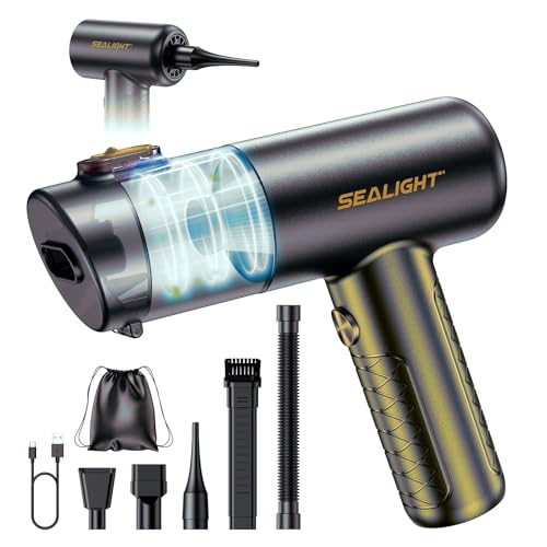 Image of SEALIGHT Car Vacuum Portable Cordless, 22000PA Mini Vacuum Cleaner and Air Duster, 4 in 1 Hand Held Vacuum with Car Accessories, Cordless Vacuum Cleaner for Car, Pet, Home, Office
