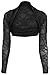 Produktbild NAZ Fashion Damen Bolero mit Spitze, langärmelig, offen, bauchfrei, Größe 34-54 Gr. 46-48, Schwarz