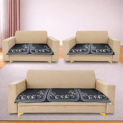 Image of Homerz Premium 'Luxe Series' Holland Velvet Sofa Cover | Smooth Finish | Anti-Skid Fleece Backing | Soft Touch Couch Protector for Living Room (Grey, 7 (3+2+2) Seater, Only Seat Cover)