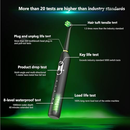 Image of Rechargeable Electric Toothbrush for Men & Women, Sonic Oscillating Toothbrush with 3 Brush Head, 3 Cleaning Modes, IPx8 Waterproof Design, Rotating Electric Toothbrush (Black)