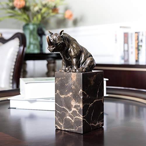 Toperkin Tpal-279 African Rhino Statue Rhinoceros Figurine Garden Statue, 8 Inch, Bronze #TOP2