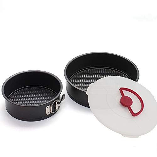 Tapa de la Torta de Resorte de 2 Piezas con Tapa, Bandeja de Hornear sin Palanca sin Palanca Inferior, fácil de desmolde, for Hornear y Almacenamiento al Temperatura, Negro (Color : Black)