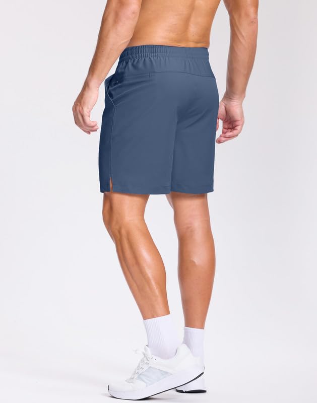 Image of GGJ Men's Lightweight Athletic Shorts with 2 Zipper Pockets 7 inch /9 inch /5 inch Gym Workout Running Quick Dry Tennis Shorts for Men