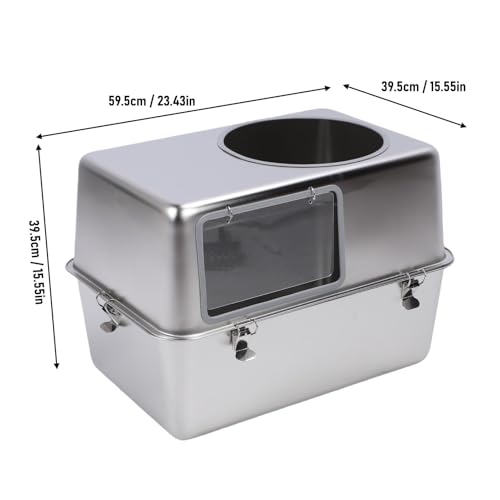 Arenero para gato metálico con tapa y pala acero inoxidable miniatura 7