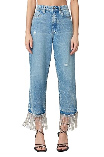 [BLANKNYC] Womens Baxter High Rise Denim Pant with Rhinestone Fringe