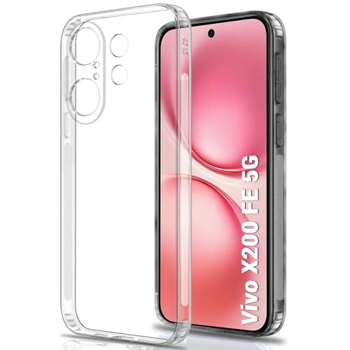 Image of TheGiftKart Back Cover Soft Case for Vivo X200 FE 5G | Best Camera Protection | Inbuilt Dust Plugs & Anti-Slip Grip | Ultra Clear Slim Back Cover Case for Vivo X200 FE 5G (Silicone, Transparent)