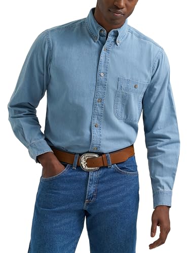 Wrangler Men’s Rugged Wear Basic One Pocket Denim Shirt