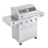Monument Grills Larger 4+2 Burner Propane Gas Grills Stainless Steel Cabinet Style with Clearview® Lid, Knob Controls, Built-In Thermometer, Infrared Side Sear Burners & Side Burners, Outdoor Use