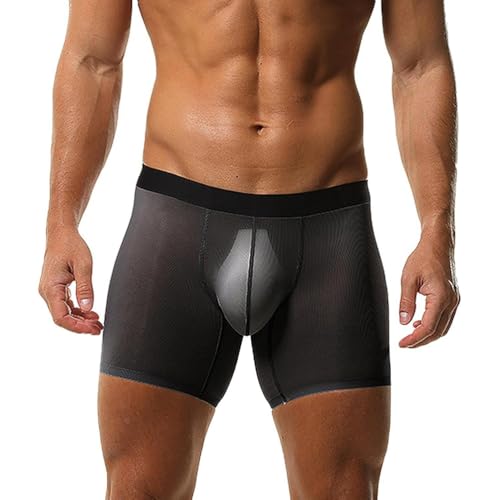 GAOGAO Men's Ice Silk Transparent Underwear Long Boxers Briefs Sports Shorts Panties Jockstrap Ultra-thin Underpants4