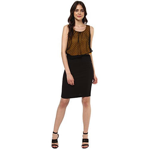 Image of mayra Women's Crepe Yellow Color Sleeveless Top