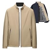 Aviationp Men's Standing Collar Zipper Casual Jacket Lightweight Casual Spring Fall Windbreaker Coat with Pocket (Khaki,Large)