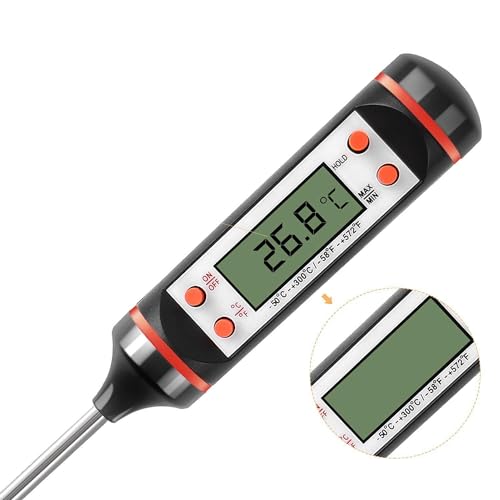 Image of LABART Waterproof Digital Thermometer for BBQ Meat Water Milk Oil Liquid, with Protective Cover Temp:-50~300℃
