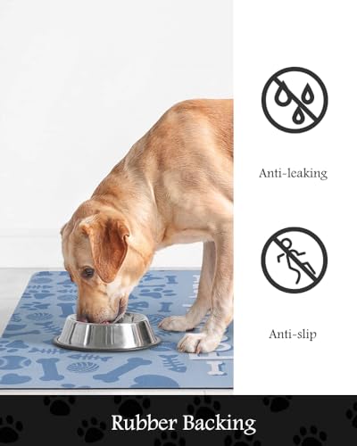 Image of Pet Feeding Mat-Absorbent Dog Mat for Food and Water Bowl-No Stains Quick Dry Water Dispenser Mat-Dog Accessories Pet Supplies-Bowl for Messy Drinkers（Bone,12 inchx19 inch