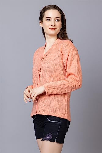 Image of Wear lusso Women Sweater for Winter Woolen Acrylic Full Sleeves V Neck Stylish Design Cardigan Girls /Ladies