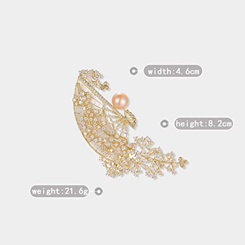 Qeehir Brooch Pins For Women Fashion Folding Fan Brooch Pins,Crystal Rhinestones Decoration With Jewelry Box Gift For Women Girls Wedding Birthday Gift #TOP1