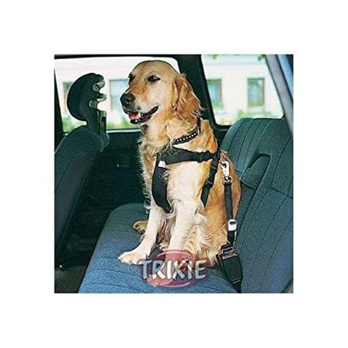 TRIXIE Auto Geschirr Größe L: Brustumfang 70–90 cm/25 mm in schwarz - stufenlos anpassbares Hundegeschirr für das Auto mit verstellbarem Anschnallgurt für große Hunde, 1292