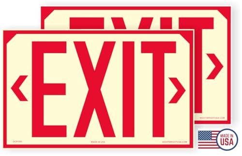 NightBright USA OCR-050 II Photoluminescent Exit Sign Pack of 2