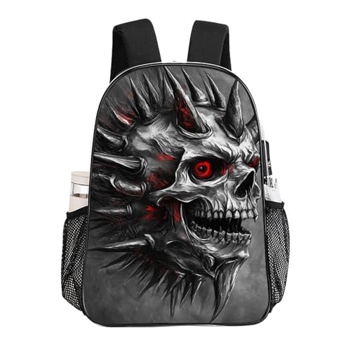 Transparent Daypack Backpack for Trekking Picnic Walking Cycling - Large Capacity Anti-Theft Multipurpose Shoulder Bag, Vintage Red Eyes Skeleton Skull King Casual Daypack4