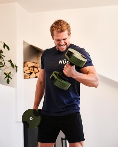 NÜOBELL 80 lb Adjustable Dumbbells (5–80 lb, Twist-Lock, Pair, Green) — view 8