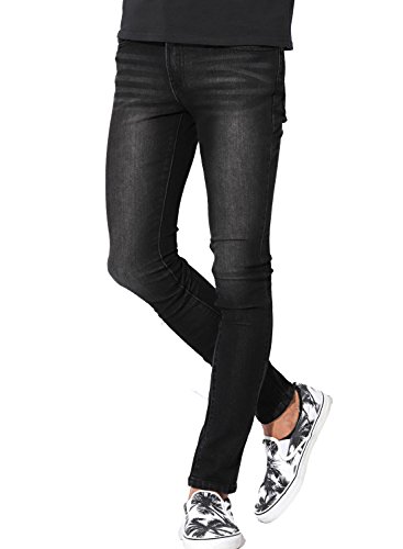 LUX STYLE(ラグスタイル) スーパーストレッチ スキニー デニム パンツ ジーンズ 細身 デニムブラックM