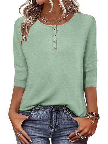 Zeagoo 3/4 Length Sleeve Womens Tops Crew Neck...