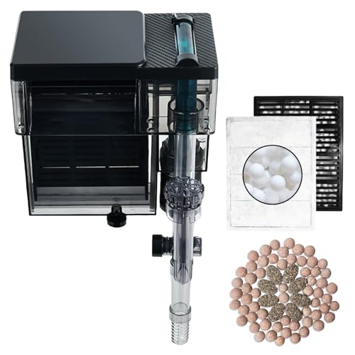 SmtaqX Aquarium Filter, 6W 150GPH HOB Fish Tank Filter, 4-Stage Bio-Filtration for 10-40 Gallon Tanks, Quiet Power Waterfall Filter with Adjustable Flow, Includes Filter Cotton & Bio Media