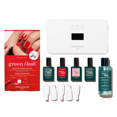 Manucurist - Kit de Vernis Effet Gel Green Flash Slim - Lampe LED 36W avec Base Coat + Top Coat + 2...