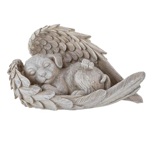 JAONLD Gedenkstein Hund Engel 11 x 8 cm, Haustier Hund Denkmal Grab Marker Tribut Statue, Hunde Grabstein Gedenken Tier Garten Statue, Geeignet für Gartengräber, Heimsouvenirs, Dekorative Ornamente