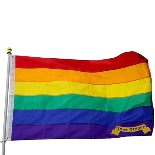 Premium Rainbow Pride Flag 3x5 Outdoor Longest Lasting Polyester 220D Sewn Stripes | LGBTQ Flags Pride Flags House Decoration Banner
