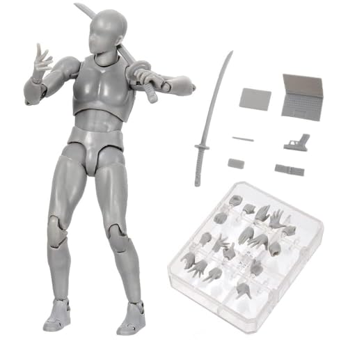 Image of Action Figure PVC Drawing Model, Artists Manikin Action Figure Drawing Model, 3D Mannequin Body Kun Doll, Artists Manikin for Sketching, Painting and Drawing(Grey, Male)