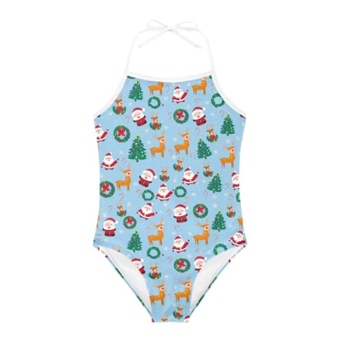 Image of Christmas Girls One-Piece Swimsuits Beach Halter Swimwear Bathing Suit for 3-10 Years