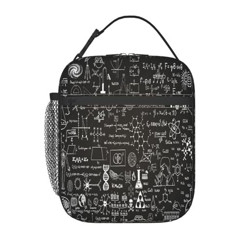 ポータブル断熱ランチバッグ。防水性と漏れ防止性を備え、スタイリッシュで丈夫。仕事、学校、アウトドア活動に最適です。男性にも女性にも適しています。(黒板の教育科学式、学校の数学、物理学)
