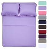 4 Piece Bed Sheet Set (Full,Lavender) 1 Flat Sheet,1 Fitted Sheet and 2 Pillow Cases,Brushed Microfiber Luxury Bedding with Deep Pockets