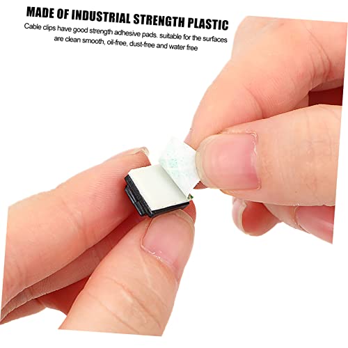 Clips adhesivos para cables 100 pcs en plástico negro | Almohadillas adhesivas fuertes, sin necesidad de perforar, plástico resistente a la corrosión, buen aislamiento, accesorio para gestión de cables miniatura 5