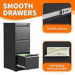 Metal File Cabinet with 3 Drawer Heavy Duty Locking File Cabinets Home Office Steel Black Filing Cabinet with Lock Vertical File Cabinets for Legal/Letter Size File,Assembly Required - Image 4