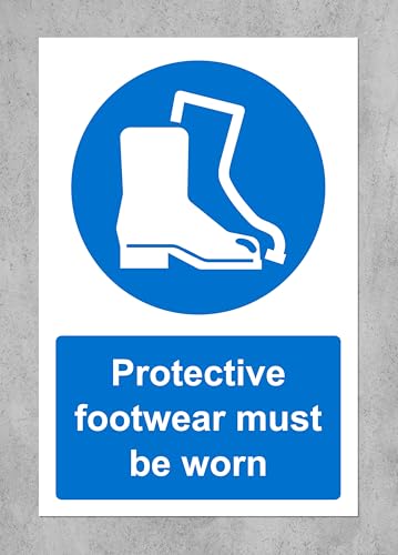 Protective footwear must be worn safety sign - 1.2mm rigid plastic 400mm x 300mm