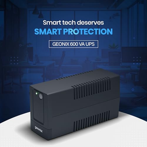 Image of Geonix GXUPS600VA UPS 600VA /360W, Uninterrupted Power Supply System for Desktop PC Computers, Voltage Regulator, Auto Restart, Cold Start Function, BIS Approved, 2 Years Warranty, Black