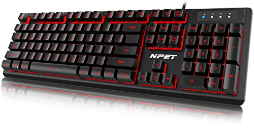 Npet K10V2 Wired Gaming Keyboard, Rgb 7 Colors Backlit, Spill-Resistant Design, Multimedia Keys, Quiet Silent Usb Membrane Keyboard For Desktop, Computer, Pc (Black) #TOP17